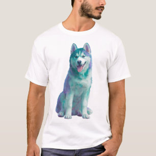 Iridescent Arctic Husky Canine Portrait Men T-Shirt