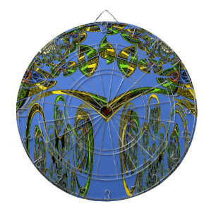 Iridescent Art Print with Golden Abstract Design Dartboard