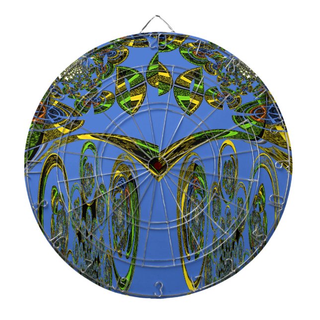 Iridescent Art Print with Golden Abstract Design Dartboard (Front)