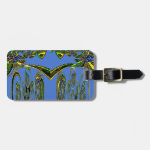 Iridescent Art Print with Golden Abstract Design Luggage Tag