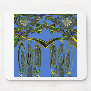 Iridescent Art Print with Golden Abstract Design Mouse Mat