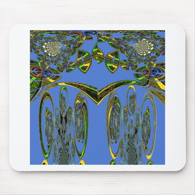 Iridescent Art Print with Golden Abstract Design Mouse Mat (Front)