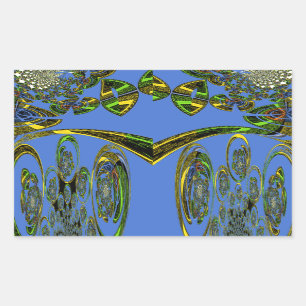 Iridescent Art Print with Golden Abstract Design Rectangular Sticker