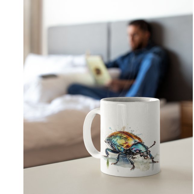 Iridescent Beetle in Watercolor Coffee Mug (Creator Uploaded)