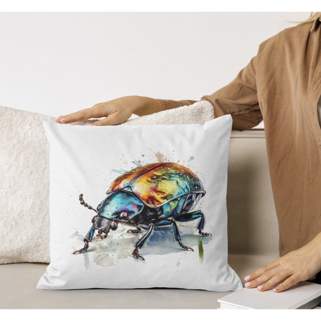 Iridescent Beetle in Watercolor Cushion (Creator Uploaded)