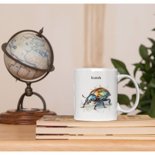 Iridescent Beetle in Watercolor, custom Coffee Mug