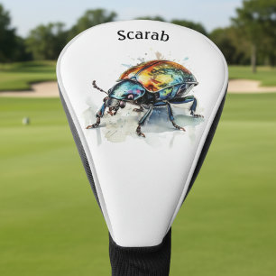 Iridescent Beetle in Watercolor, custom Golf Head Cover