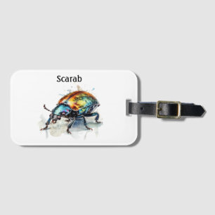Iridescent Beetle in Watercolor, custom Luggage Tag