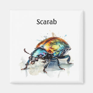 Iridescent Beetle in Watercolor, custom Magnet