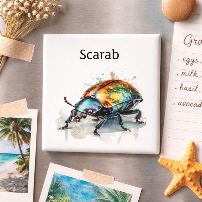 Iridescent Beetle in Watercolor, custom Magnet (Creator Uploaded)
