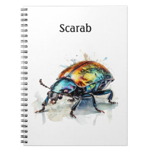Iridescent Beetle in Watercolor, custom Notebook