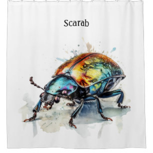 Iridescent Beetle in Watercolor, custom Shower Curtain