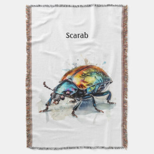 Iridescent Beetle in Watercolor, custom Throw Blanket