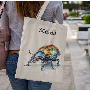Iridescent Beetle in Watercolor, custom Tote Bag
