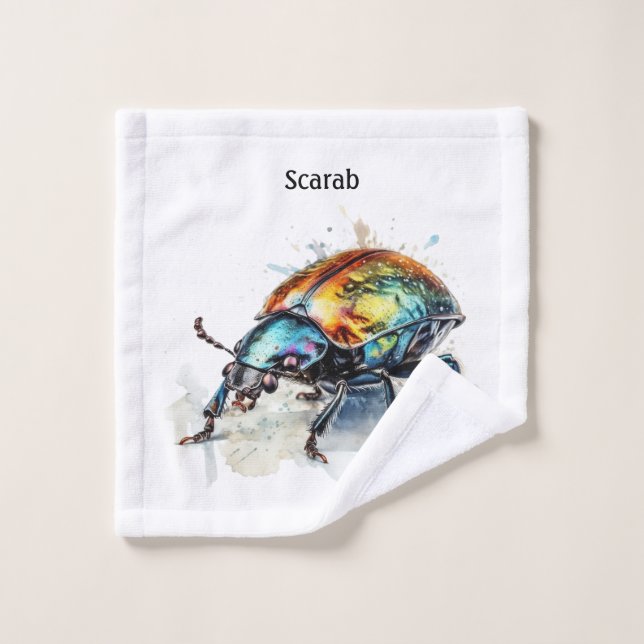 Iridescent Beetle in Watercolor, custom Wash Cloth (Wash Cloth)