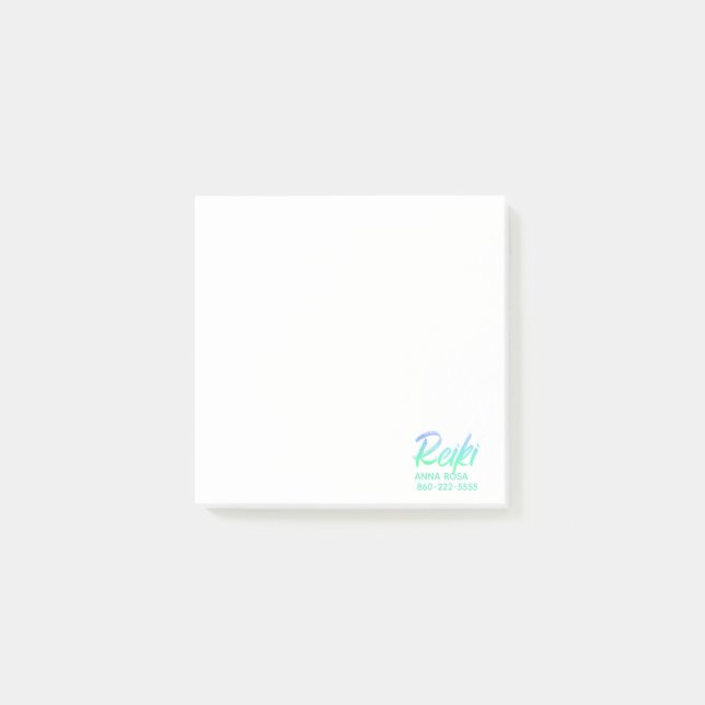*~* Iridescent Blue Green & Turquoise Reiki Post-it Notes (Front)