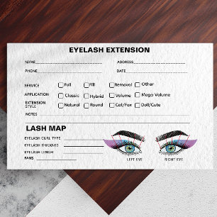 Iridescent Blue Lash Record Extension Map Business Card