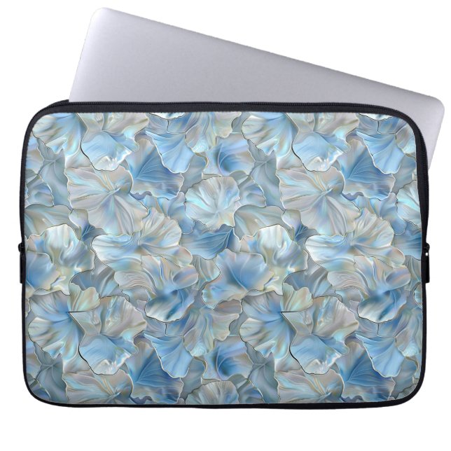 Iridescent Blue Pearl Petal Pattern Laptop Sleeve  (Front)