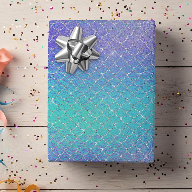 Iridescent Blue Purple Mermaid Scales Wrapping Paper (Creator Uploaded)