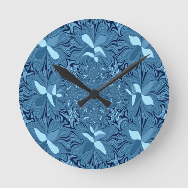 Iridescent blue. round clock (Front)
