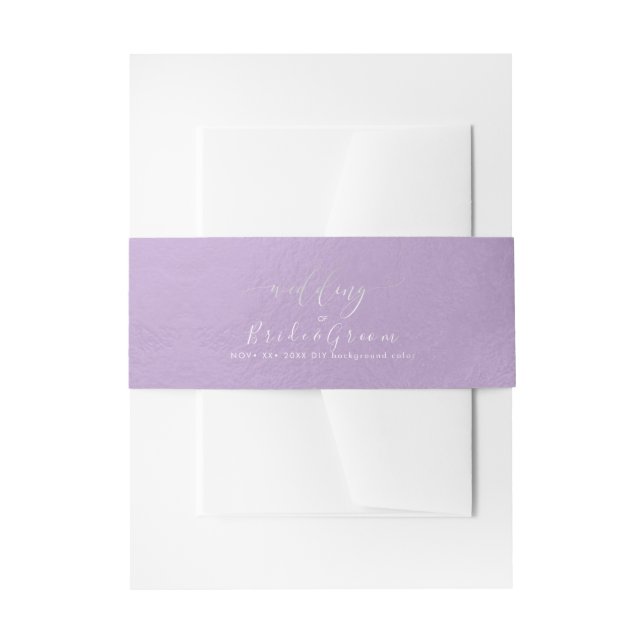 Iridescent Blush overlay DIY purple, Wedding Invitation Belly Band (Front Example)