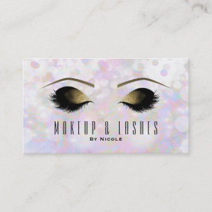 Iridescent Bokeh Lights Makeup Eyelashes Beauty Business Card