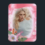 Iridescent Bokeh PInk & Pretty Flowers - DIY Photo Magnet<br><div class="desc">DIY Photo. Iridescent Bokeh Pink and Pretty Floral ready for you to personalize. This design works great for any type of photo. If need be... you can delete all text and start fresh with your own text, color and font choices with the Zazzle design tool area. ✔Note: Not all template...</div>