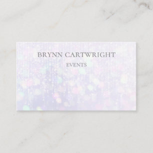 Iridescent Bokeh Sparkle Lights White Business Card