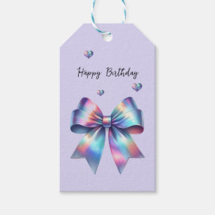 Iridescent Bow and Heart Gift Tag