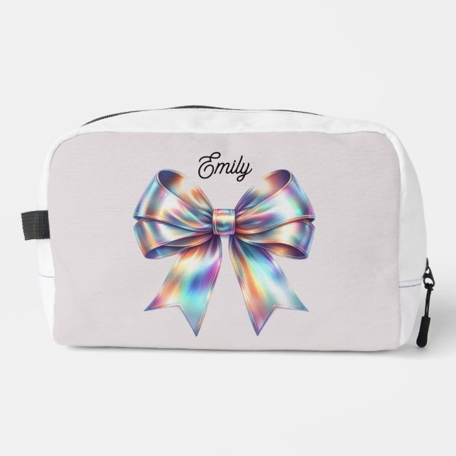 Iridescent Bow Personalised Accessory Pouch (Front)