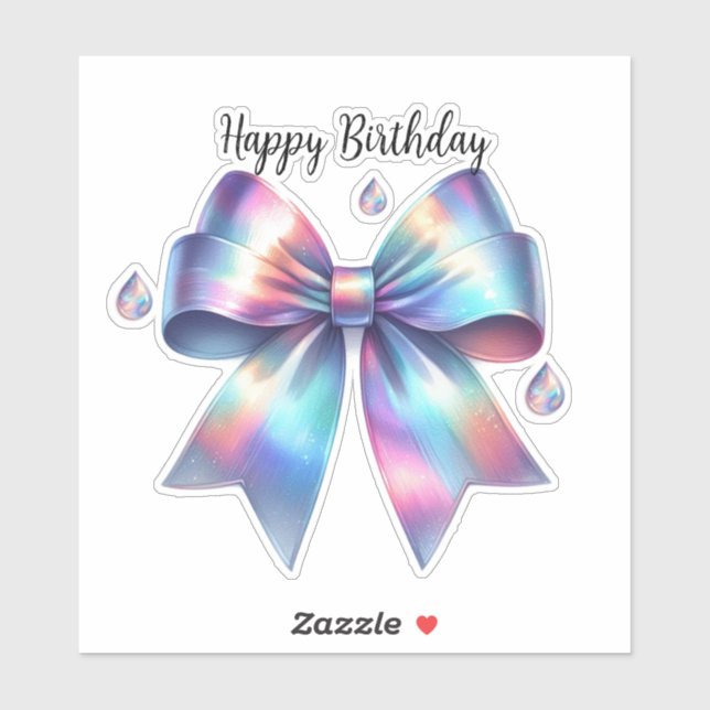 Iridescent Bow Teardrop Happy Birthday (Sheet)