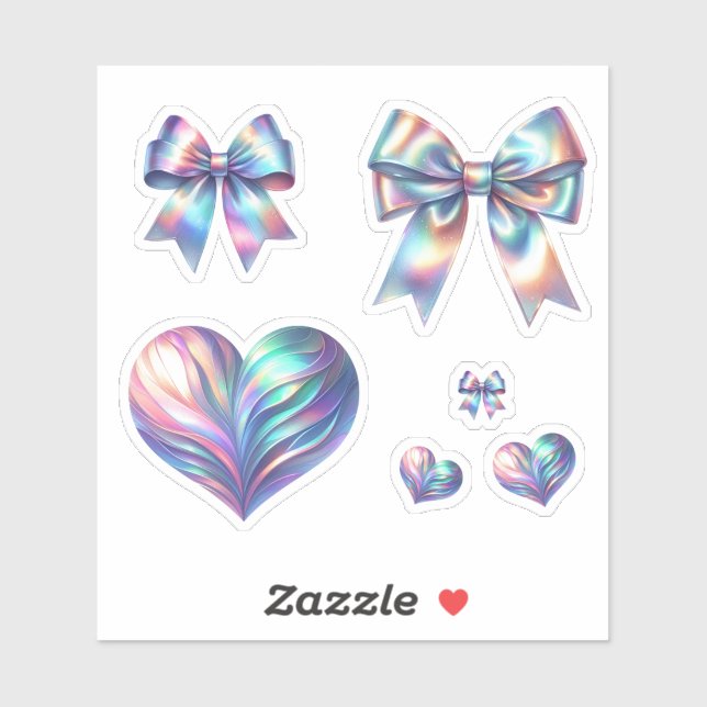 Iridescent Bows and Hearts Set  (Sheet)