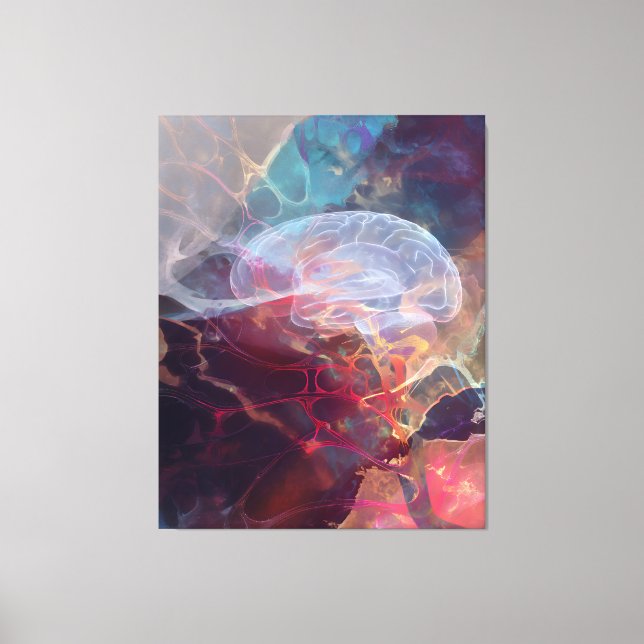 Iridescent Brain Nebula Neural Glow Art Canvas Print (Front)