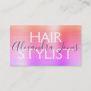 Iridescent Brushed Metal Hair Stylist Business Card