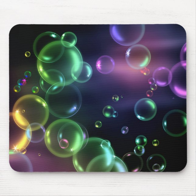 Iridescent Bubble On Black Mouse Mat (Front)