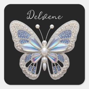 Iridescent Butterfly Elegance Square Sticker