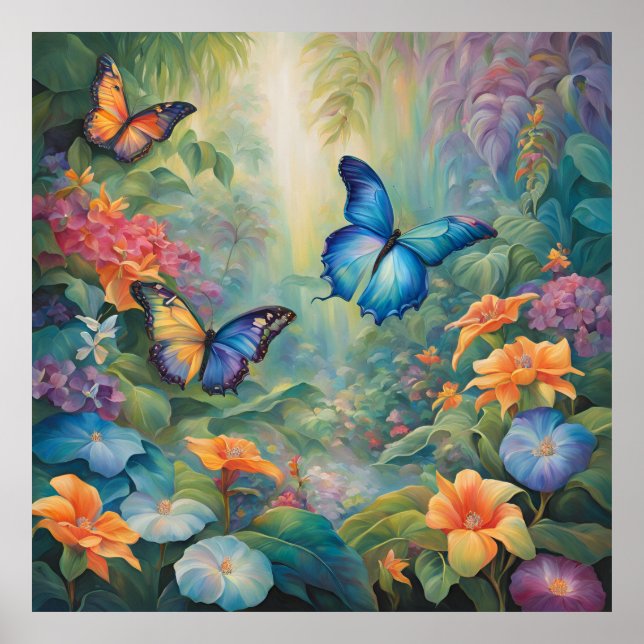 Iridescent Butterfly Garden Poster (Front)
