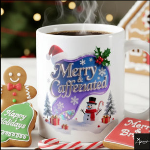 Iridescent Christmas' Merry & Caffeinated Coffee Mug
