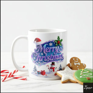 Iridescent Christmas 'Merry Christmas with Snowman Coffee Mug