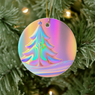 Iridescent Christmas Tree Ceramic Tree Decoration