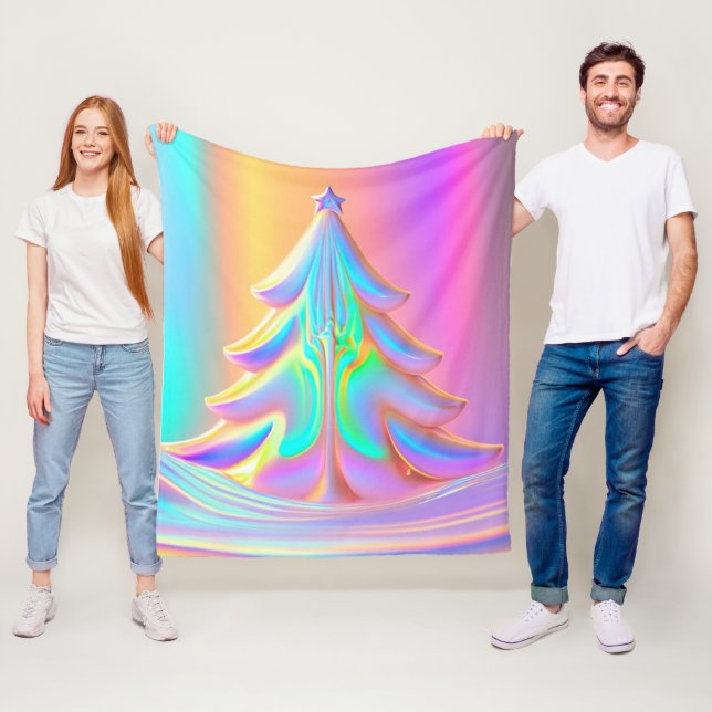 Iridescent Christmas Tree Fleece Blanket (In Situ)