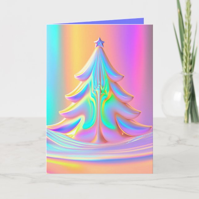 Iridescent Christmas Tree Holiday Card (Front)