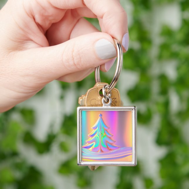 Iridescent Christmas Tree Key Ring (Hand)