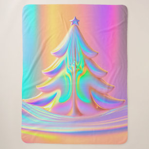 Iridescent Christmas Tree Sherpa Blanket