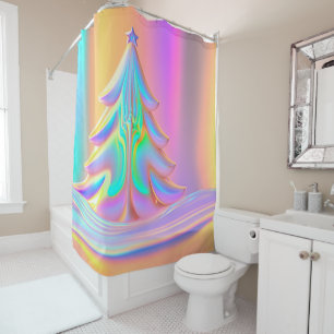 Iridescent Christmas Tree Shower Curtain