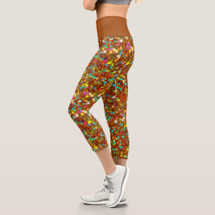 Iridescent Copper Star Glitters Capri Leggings