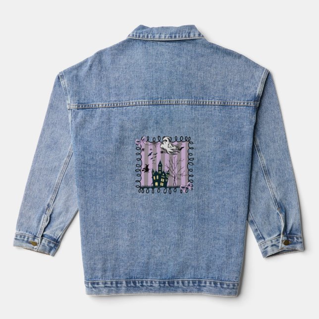 Iridescent Coquette Halloween Denim Jacket (Back)