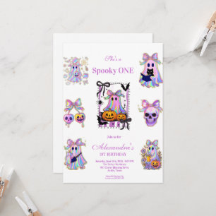 Iridescent Coquette Spooky Halloween Birthday Invitation