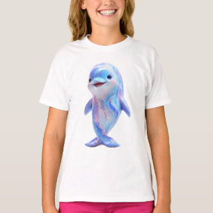 Iridescent Cosmic Marbled Dolphin Kids T-Shirt