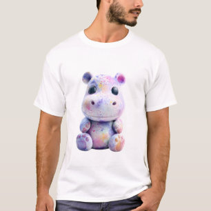 Iridescent Cosmic Pastel Baby Hippo Men T-Shirt
